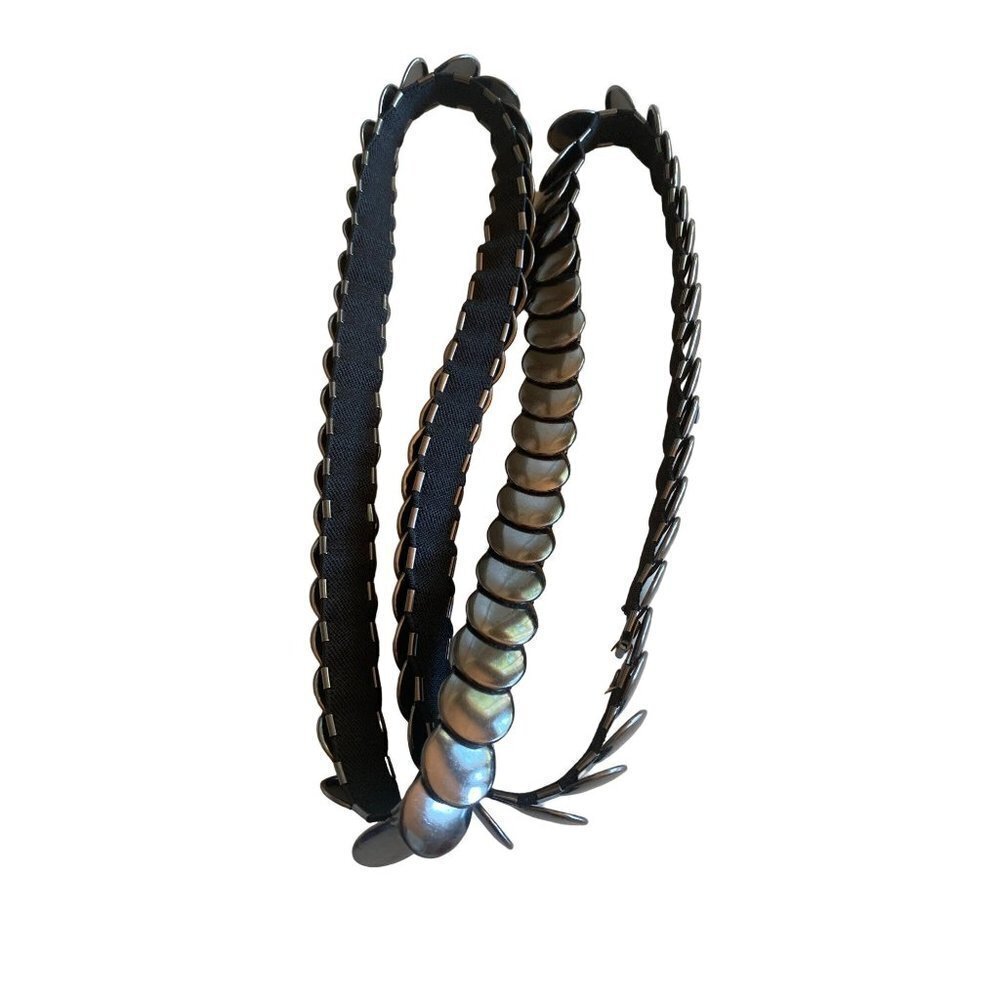 Gunmetal Gray Metal Elastic Waist Belt‎ Large